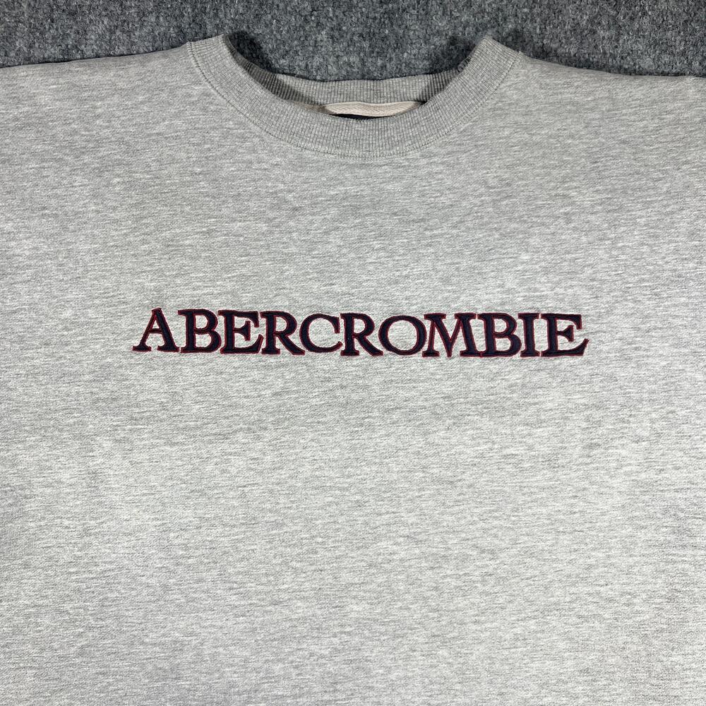 Vintage 90s Abercrombie & Fitch Spellout Crewneck Sweatshirt Gray XL